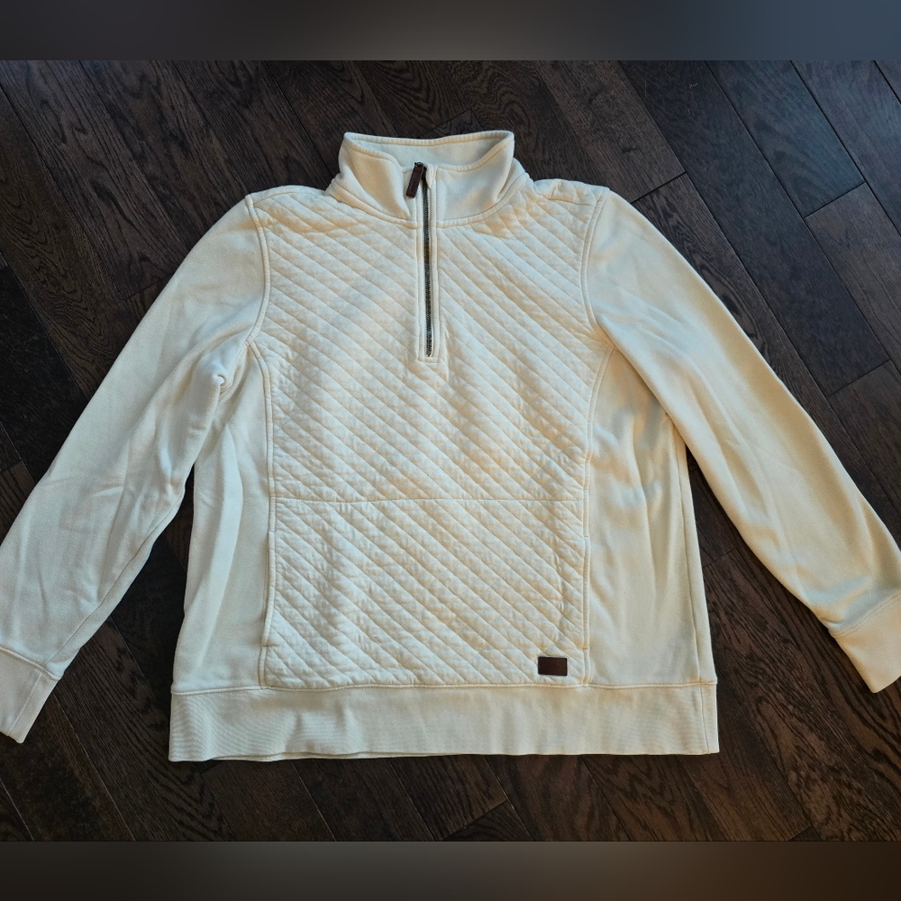 LL Bean Women's Cream Quilted Sweatshirt XL